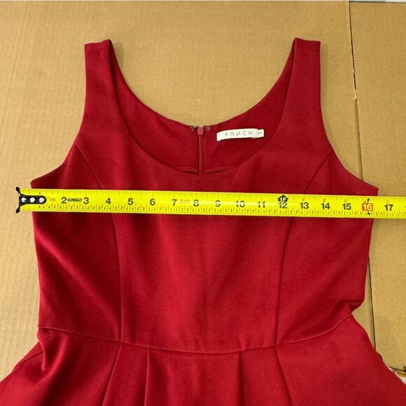 FRNCH Holiday Red A-line Romantic Scoop Neck Stretch Midi Sleeveless Dress Med - Picture 11 of 14